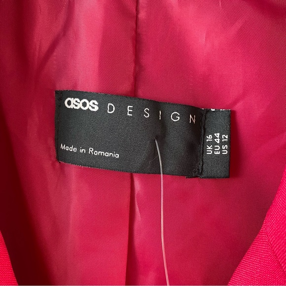 ASOS Design Boxy‎ Double Breasted Blazer Jacket Fuchsia US 12 - Picture 5 of 10